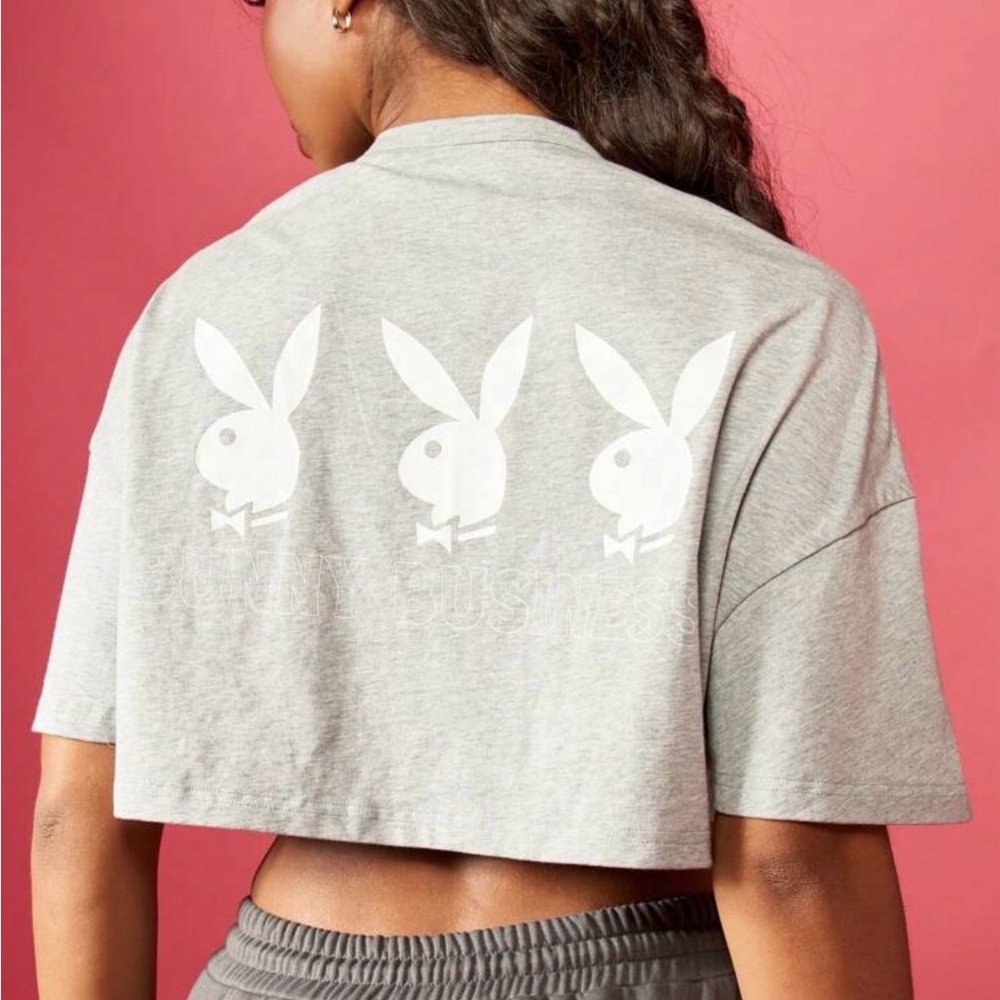 Missguided x Playboy Bunny Business Oversized Crop T-Shirt